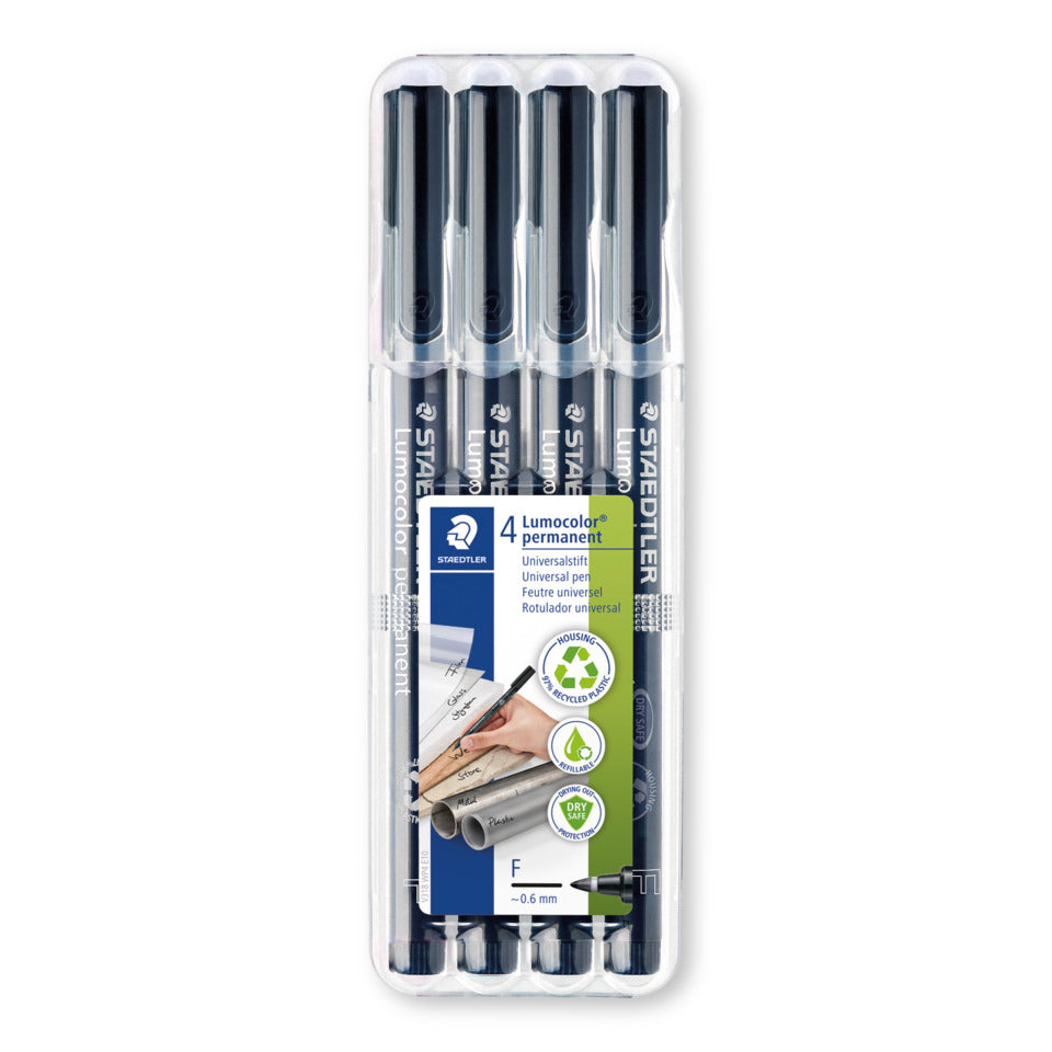 Folienstift Lumocolor® permanent, ca. 0.6 mm, schwarz, 4 Stück STAEDTLER 318-9WP4HZ LUMOCOLOR 318-9WP4HZ