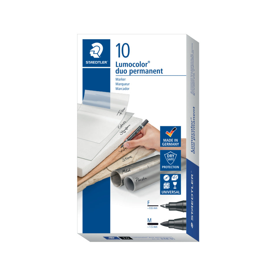 Permanentmarker Lumocolor® duo, nachfüllbar, 0.6 mm und 1.5 mm, schwarz STAEDTLER 348-9 STAEDTLER Lumocolor 348-9