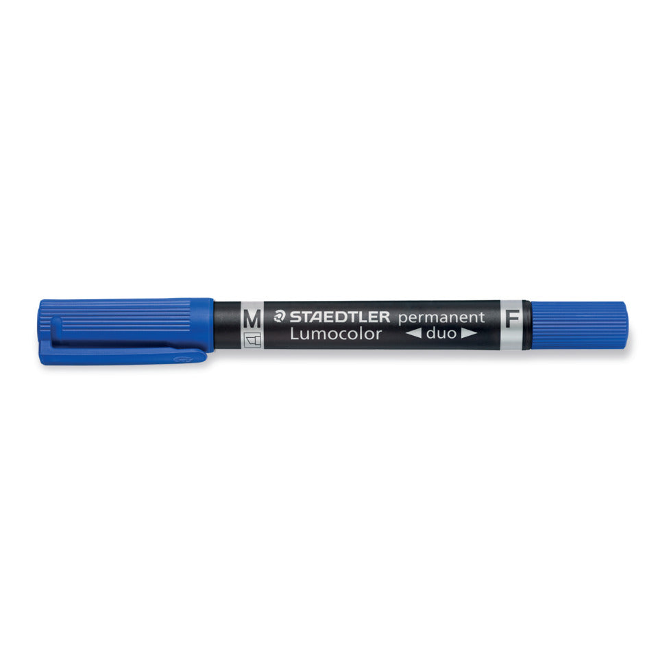 Permanentmarker Lumocolor® duo, nachfüllbar, 0.6 mm und 1.5 mm, blau STAEDTLER 348-3 STAEDTLER Lumocolor 348-3