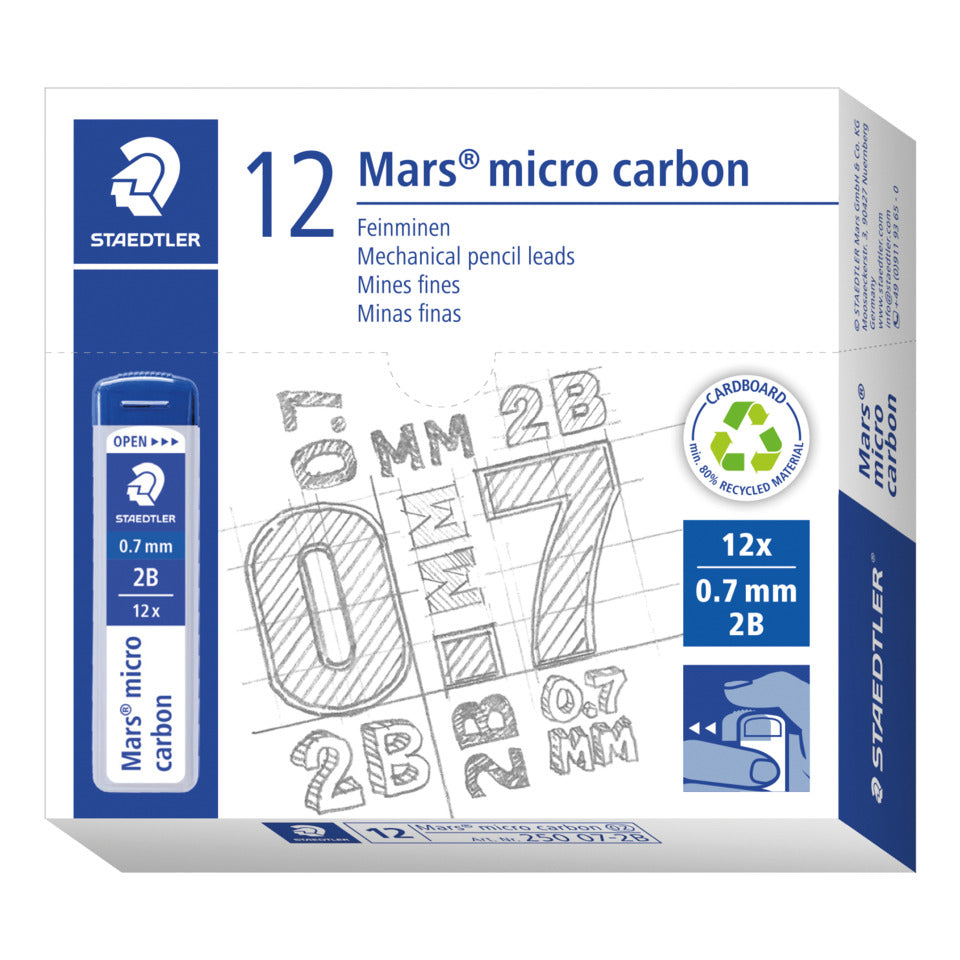 Feinmine Mars® micro carbon 250 2B, 0,7 mm, schwarz, 12 Stück STAEDTLER 250 07-2B STAEDTLER 250 07-2B 12St