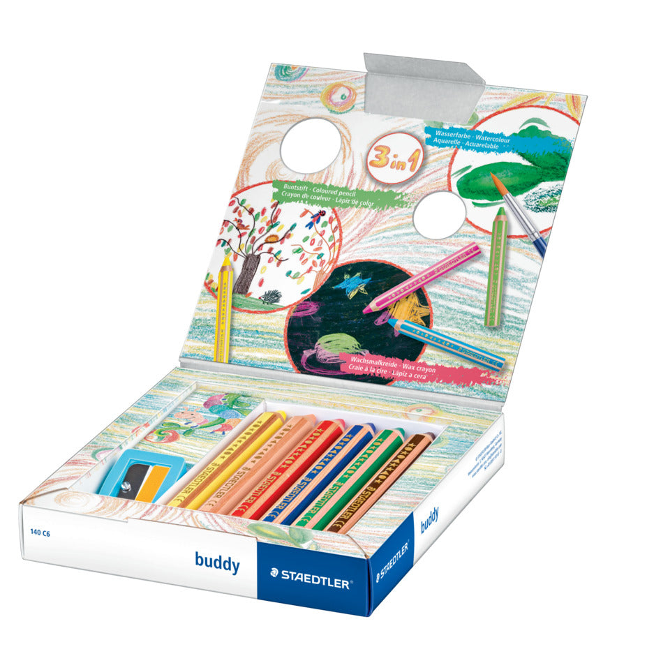 Farbstiftetui junior 140 3in1 + Spitzer, 6 Stück, sortiert STAEDTLER 140 C6 STAEDTLER 140C6