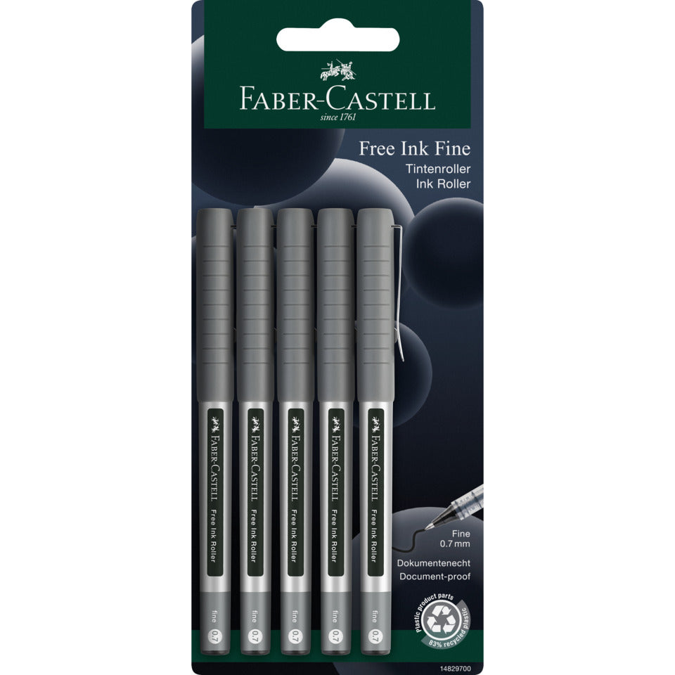 Tintenroller UB-157 Uniball Eye, 5 Stück, schwarz UNI-BALL 148297 FABER CASTELL 148297 fein 5St