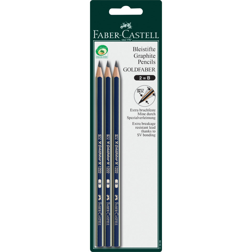 Schulbleistift Goldfaber, B, 3 Stück FABER CASTELL 115599 FABER CASTELL 115599 Goldfaber