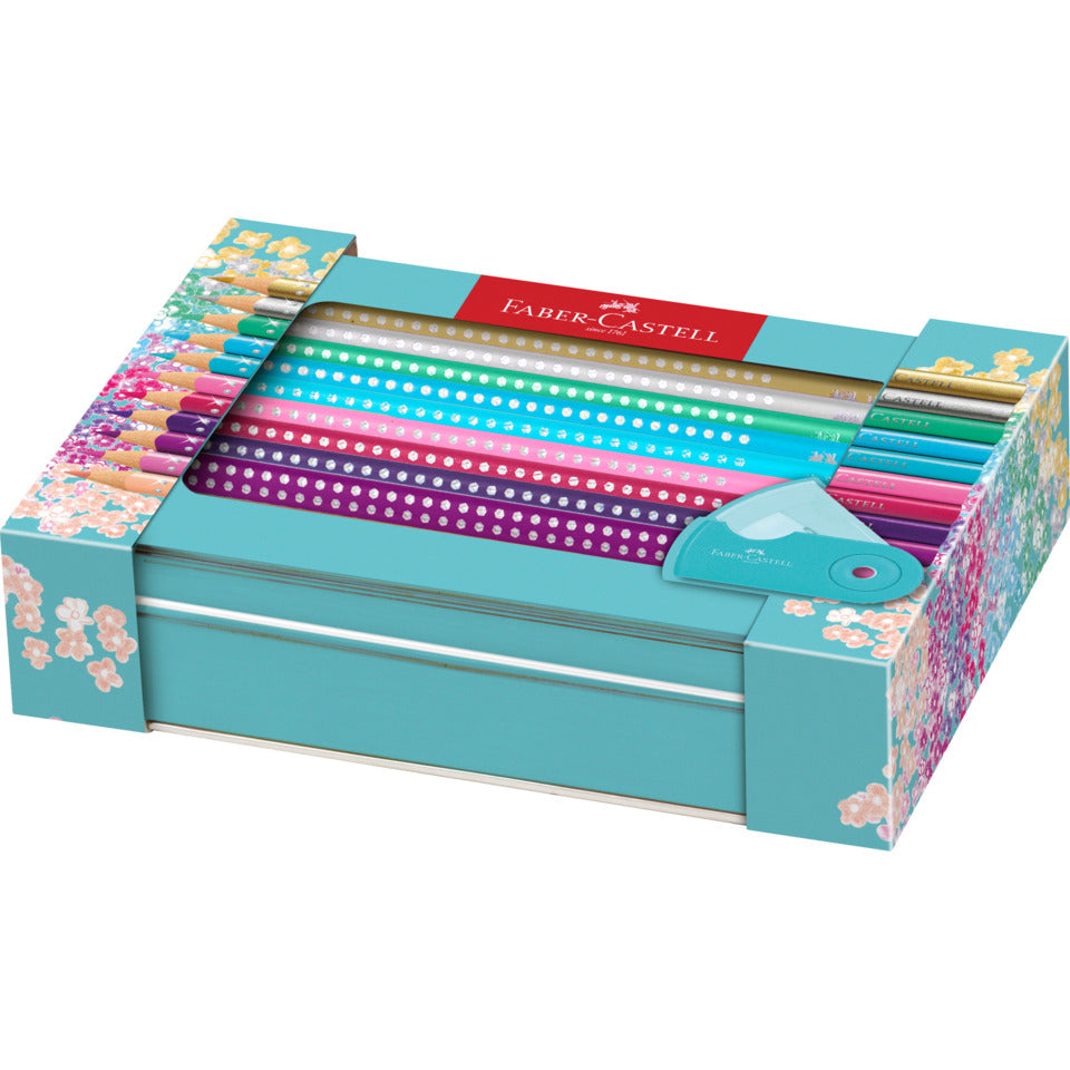Buntstifte Sparkle Geschenkset, Metalletui türkis, 21-teilig FABER CASTELL 201641