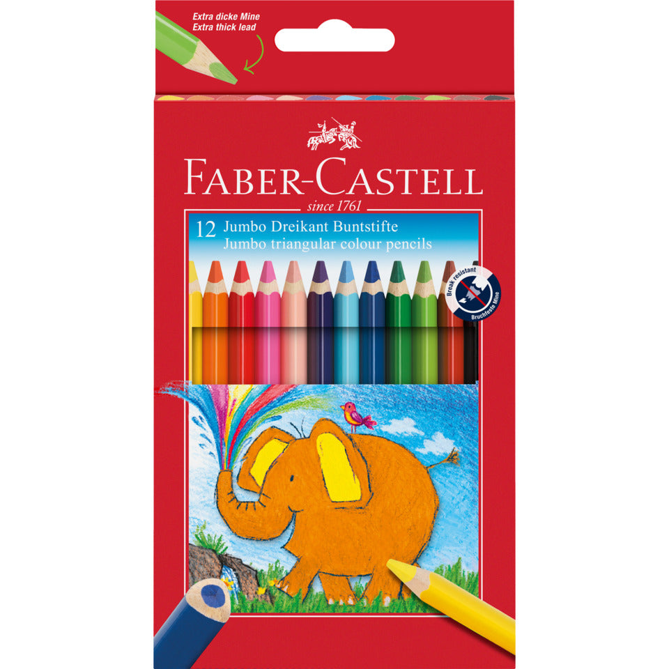 Farbstifte Jumbo dreikant, 12 Stück, sortiert FABER CASTELL 116501 FABER CASTELL 116501 dreikant