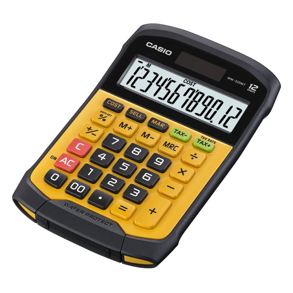 Tischrechner klein, abwaschbar, wasser-/staubfest, für anspruchsvolle Arbeitsumgebungen CASIO WM-320MT CASIO WM-320MT Batterie