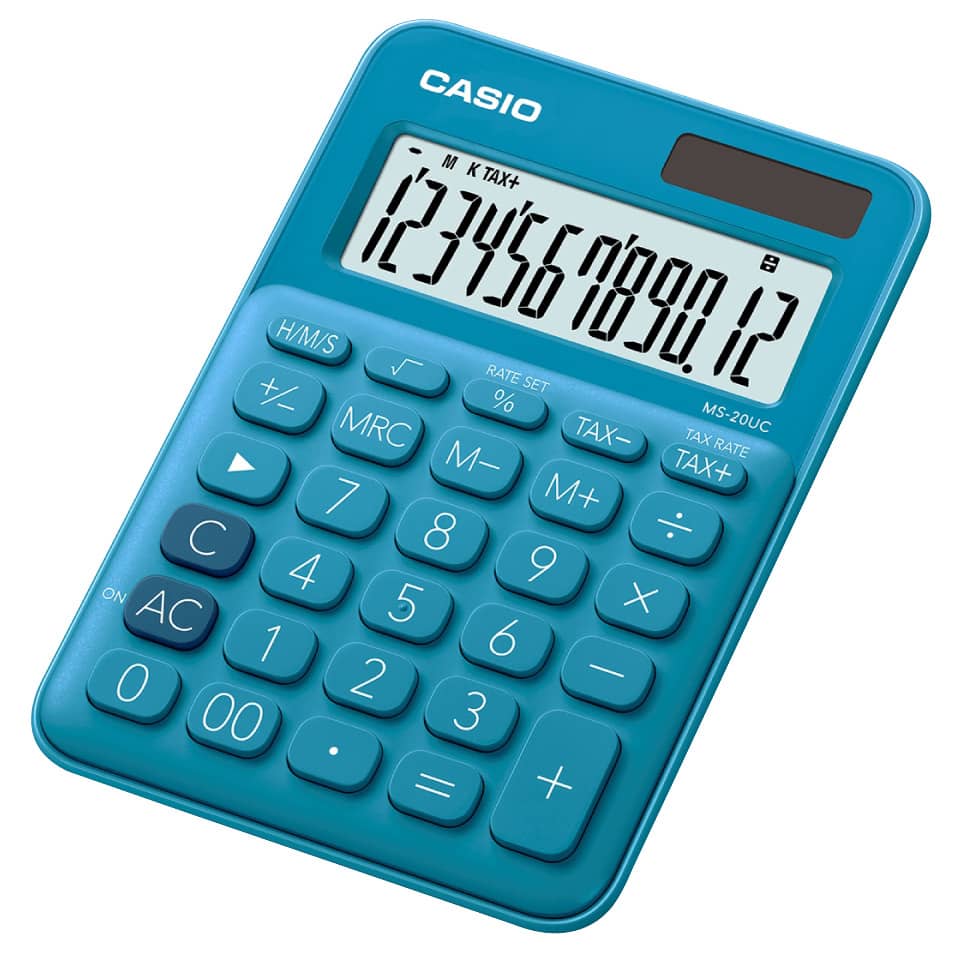 Tischrechner MS-20UC, Solar/Batterie, 12-stellig, blau CASIO MS-20UC-BU