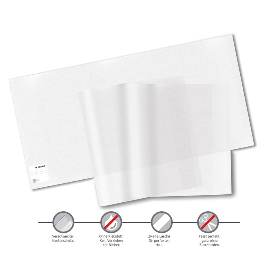Buchschoner Basic mit Lasche, 260x540mm, transparent HERMA 14260 HERMA 14260 mit Lasche