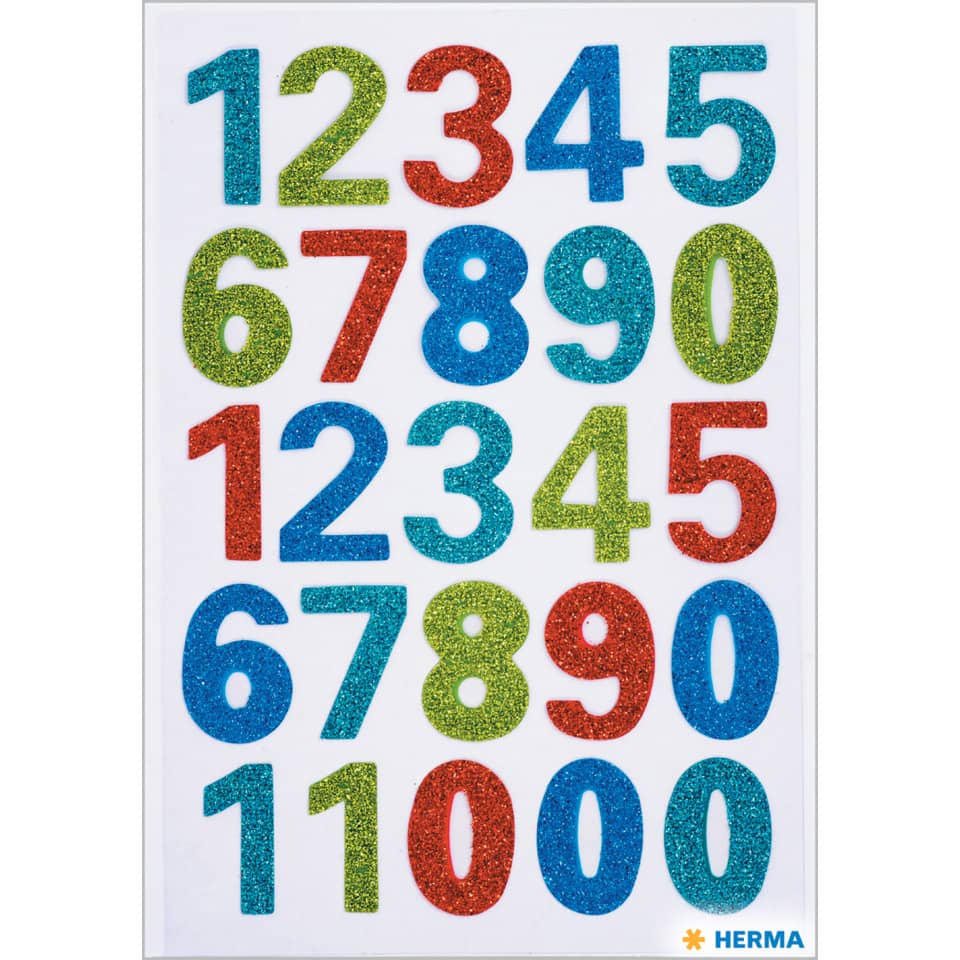 Schmucketikett Zahlen glittery 25 Stück   Decorsticker HERMA 3279 HERMA 3279 Decorsticker