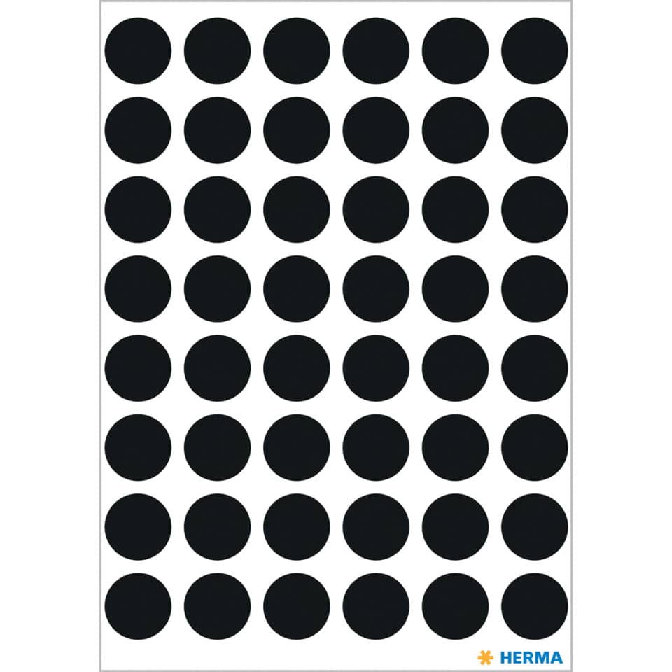 Etiketten permanent, Ø13mm, 240 Stück, schwarz HERMA 1869 HERMA 1869  240 Stück permanent haftend