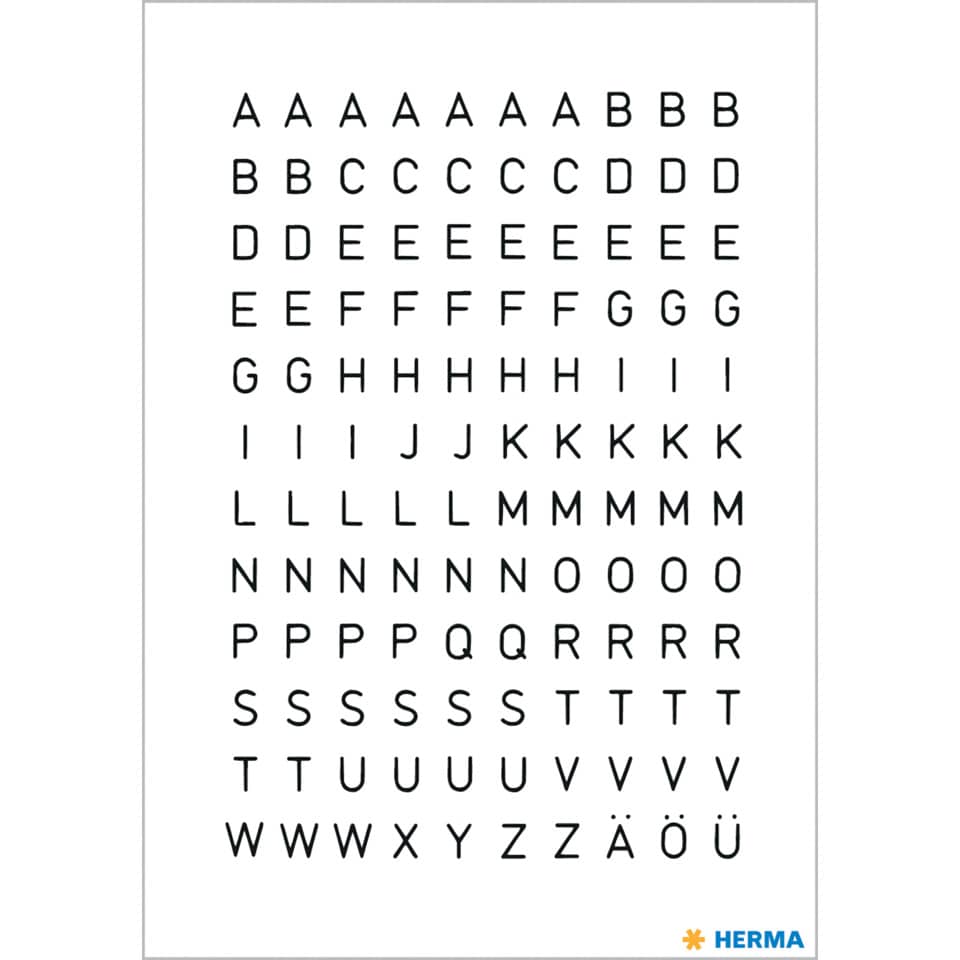 Buchstabenetikett A-Z, wetterfest, 240 Stück, schwarz HERMA 4154 HERMA 4154   5 mm wetterfest