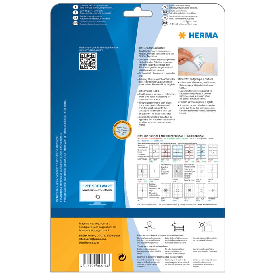 Namensetiketten ablösbar, 80x50mm, 200 Stück, weiß HERMA 4514