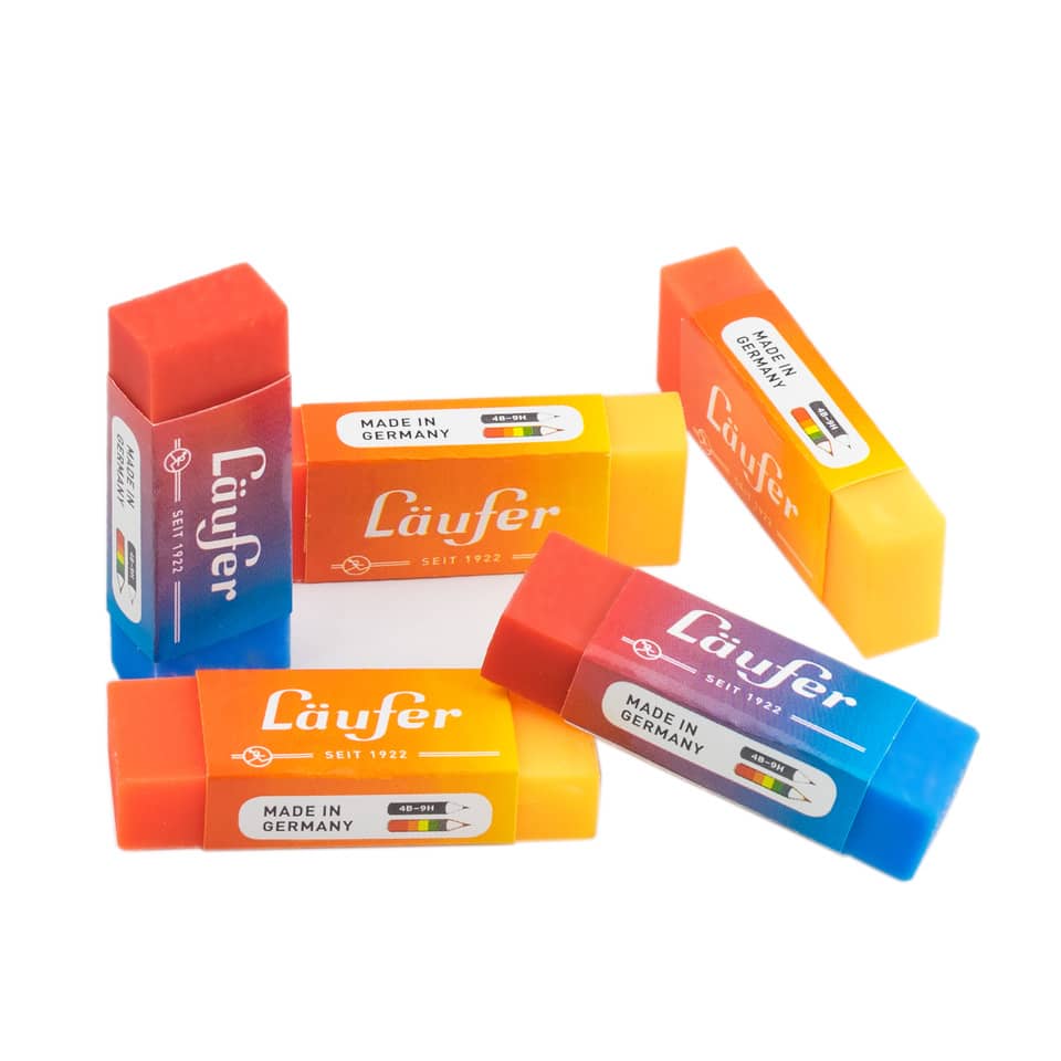 Radierer Plast Color, Kunststoff, 65x21x12 mm, zweifarbig, mit Banderole LÄUFER 12005