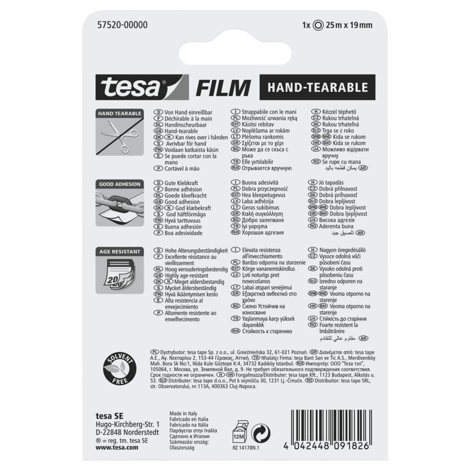 Klebefilm tesafilm®, 25mx19mm, einreißbar TESA 57520-00000-00 TESAFILM 57520 ohne Abroller