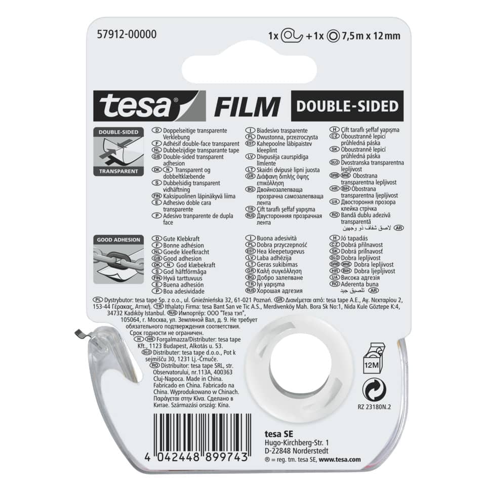 Klebefilm tesafilm® doppelseitig, 7,5m x 12mm inkl. Abroller TESA 57912-00000-02 TESA 57912-00000-02 m.Abroller