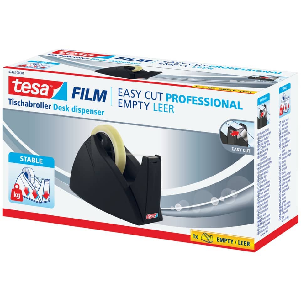 Tischabroller Easy Cut® Professional, 66mx25mm, schwarz TESA 57422-00001-02 TESA 57422-00001-01EasyCut