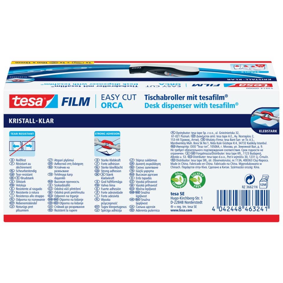 Tischabroller tesafilm® Orca+ 1 Rolle, 10mx19mm, kristall-klar TESA 53914-00000-00 TESA 53914-00000-00 19mmx10m
