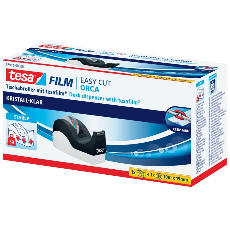 Tischabroller tesafilm® Orca+ 1 Rolle, 10mx19mm, kristall-klar TESA 53914-00000-00 TESA 53914-00000-00 19mmx10m