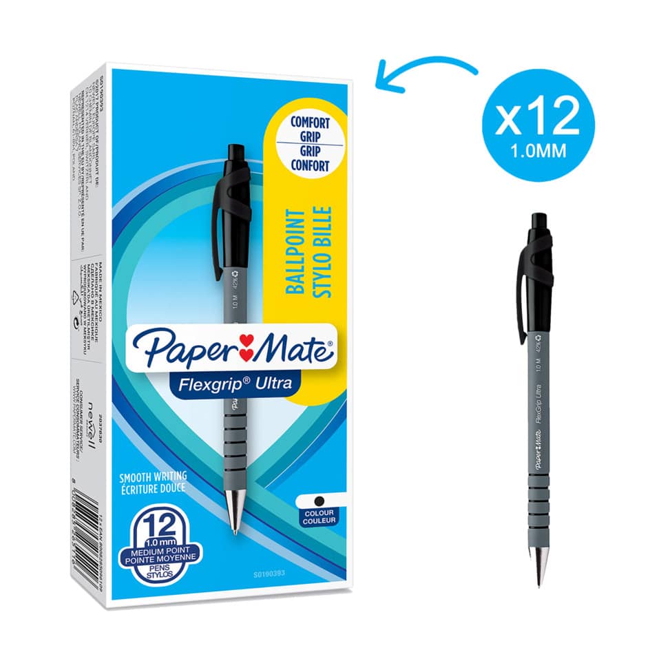 Kugelschreiber Flex Grip M, 1 mm, schwarz PAPERMATE S0190393 PAPERMATE S0190393 M