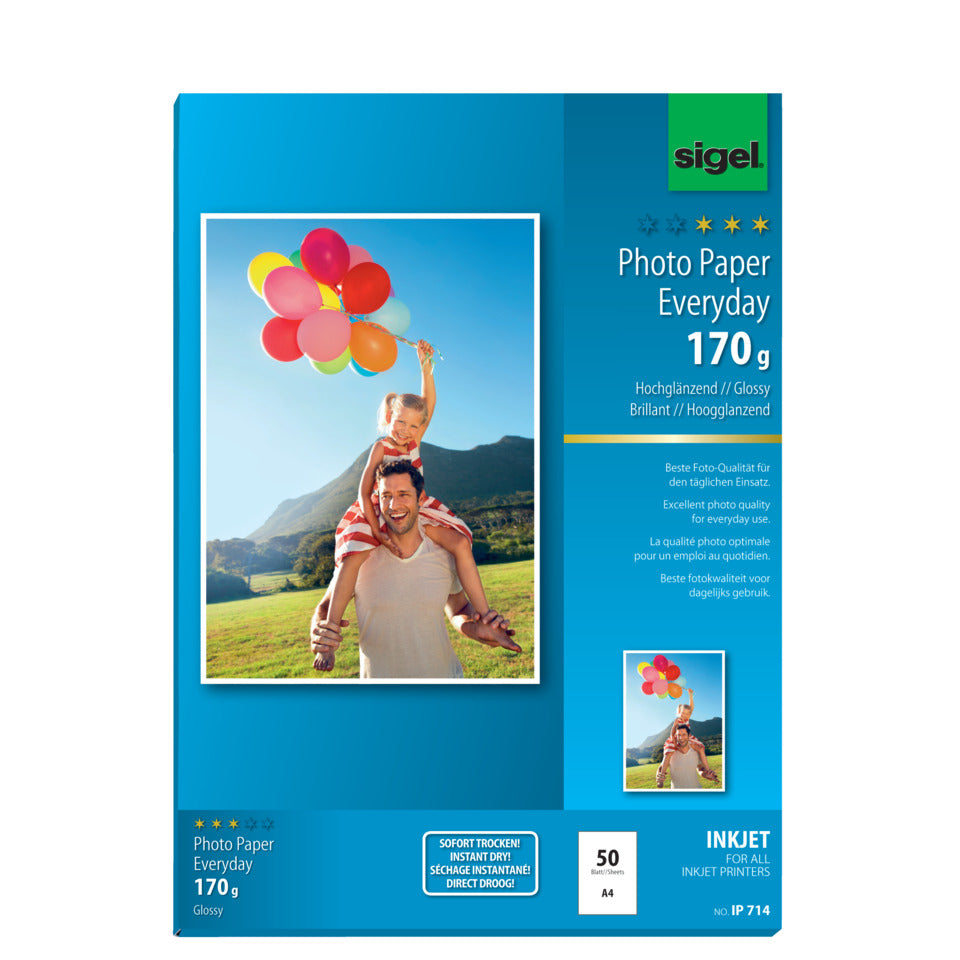 Inkjet Fotopapier Everyday, A4, 170g/m², 50 Blatt, weiß SIGEL IP714 SIGEL IP714 Everyday P 170g