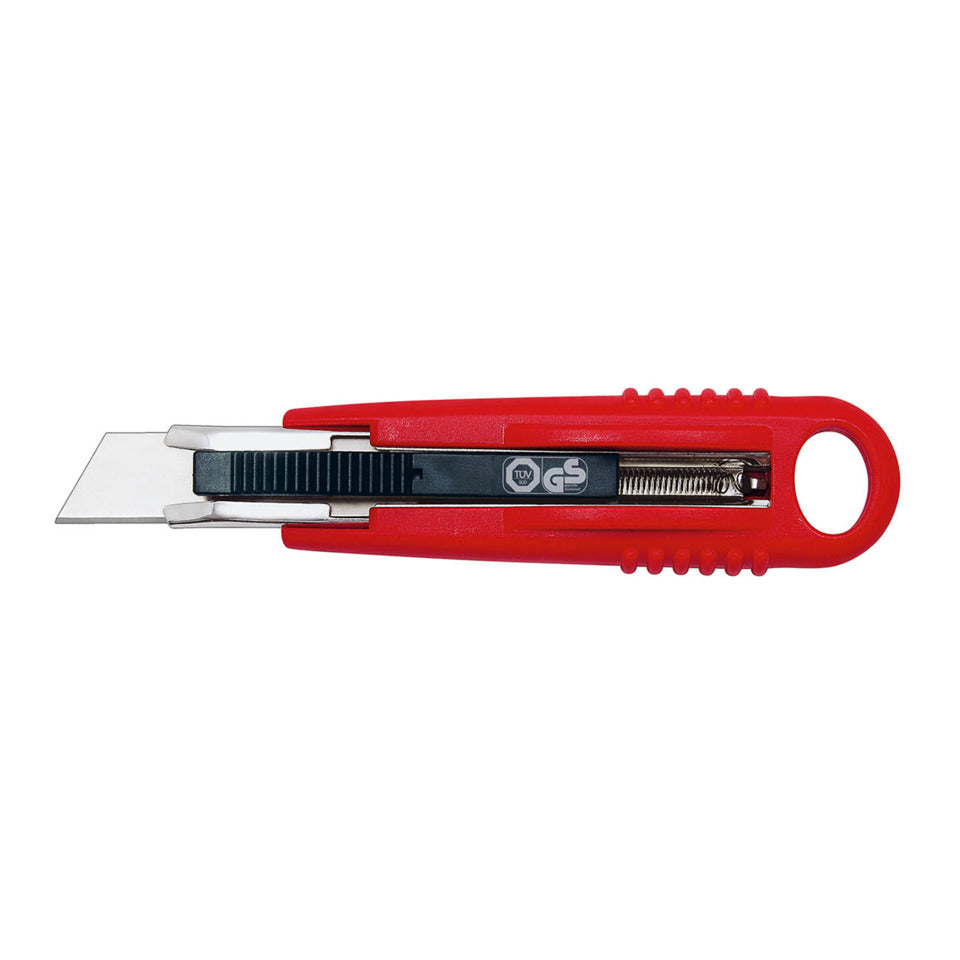 Cutter Safety Standard, Trapezklinge, automatischer Klingenrückzug Rechtshänder/Linkshänder, Kunststoffgehäuse, inkl. 2 Ersatzklingen, rot WEDO 78800 WEDO 78800 Standard
