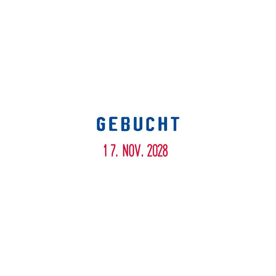 Datumstempel Printy mit Lagertext GEBUCHT TRODAT 4850/L7 TRODAT 4850 L7 GEBUCHT Fixtext