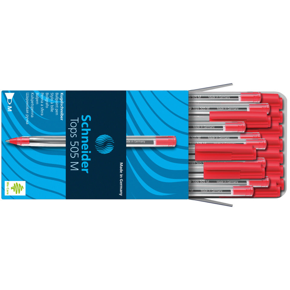 Kugelschreiber Tops 505, Kappenmodell, M, rot, Farbe des Schaftes: transparent SCHNEIDER SN150602 SCHNEIDER SN150602 Einweg