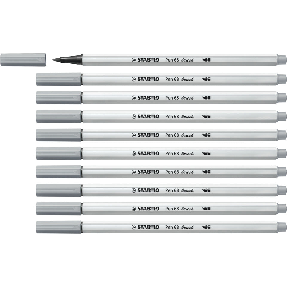 Faserschreiber mit Pinselspitze Pen 68 brush, mittelgrau STABILO 568/95