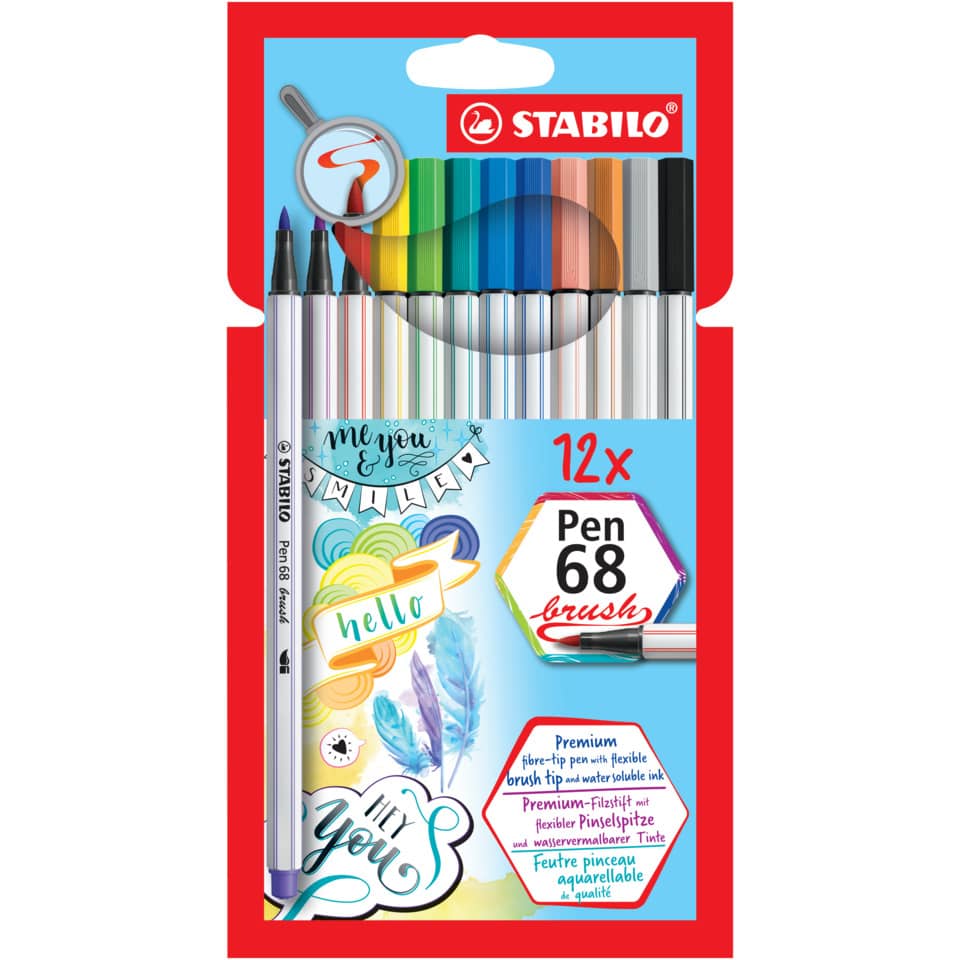 Faserschreiber mit Pinselspitze Pen 68 brush, Etui mit 12 Stiften STABILO 568/12-21 STABILO 568/12-21 Kartonetui
