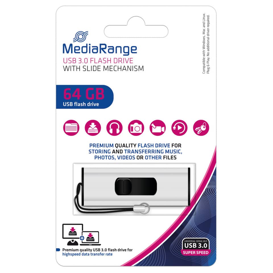 USB Stick 3.0 super speed, 64 GB MEDIARANGE MR917 MEDIARANGE MR917 64Gb