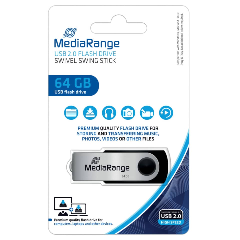 USB Stick 2.0 High Speed, 64 GB MEDIARANGE MR912
