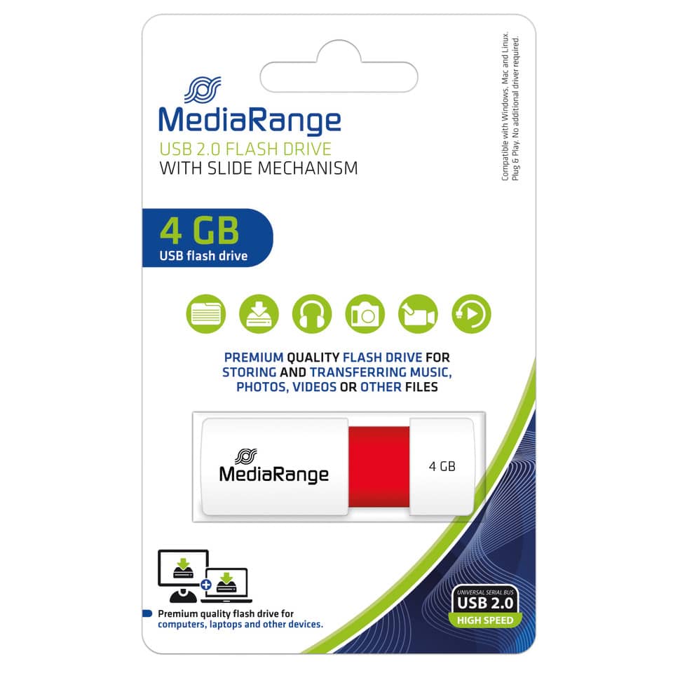 USB Stick 2.0, 4 GB, rot MEDIARANGE MR970 MEDIARANGE MR970 2.0