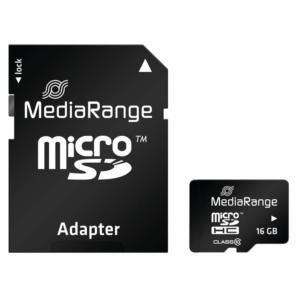 Speicherkarte MicroSDHC, 16GB MEDIARANGE MR958 MEDIARANGE MR728/MR958 Class10