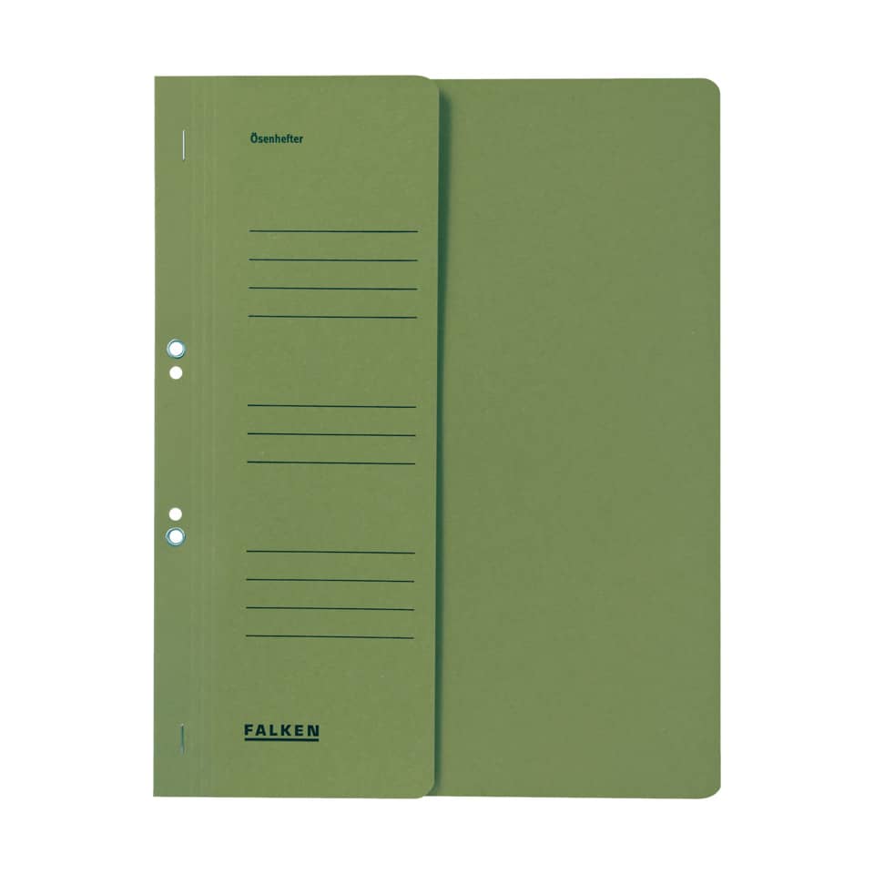 Ösenhefter, A4, 250 g/m², halber Deckel, kfm. Heftung, Manilakarton, grün FALKEN 80000490