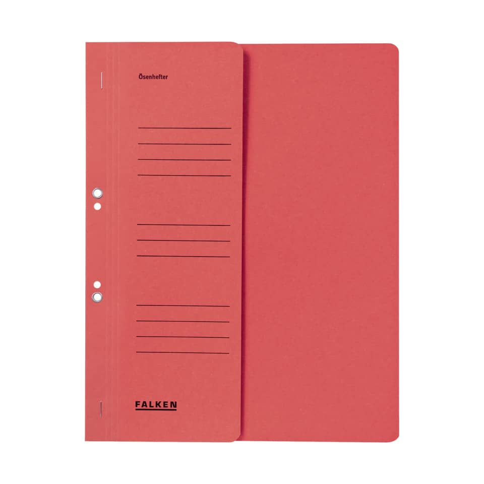 Ösenhefter, A4, 250 g/m², halber Deckel, kfm. Heftung, Manilakarton, rot FALKEN 80003817