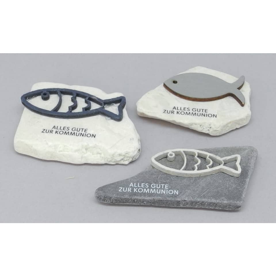 Deko Kommunionsfisch, 5cm auf Naturstein, sortiert  0507 0507 5cm auf Naturstein