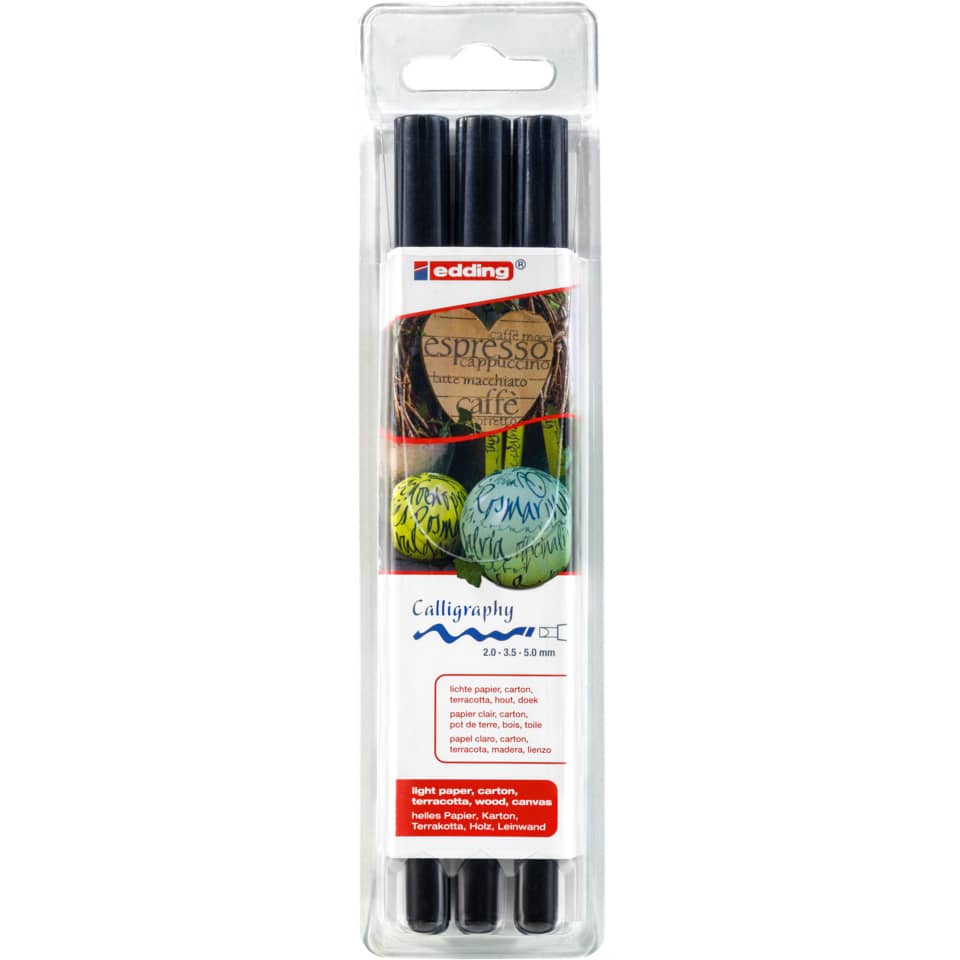 Kalligrafiestift 1255, 3er-Set, schwarz EDDING 1255-3S EDDING 1255-3S  2 und 3,5 und 5,0mm
