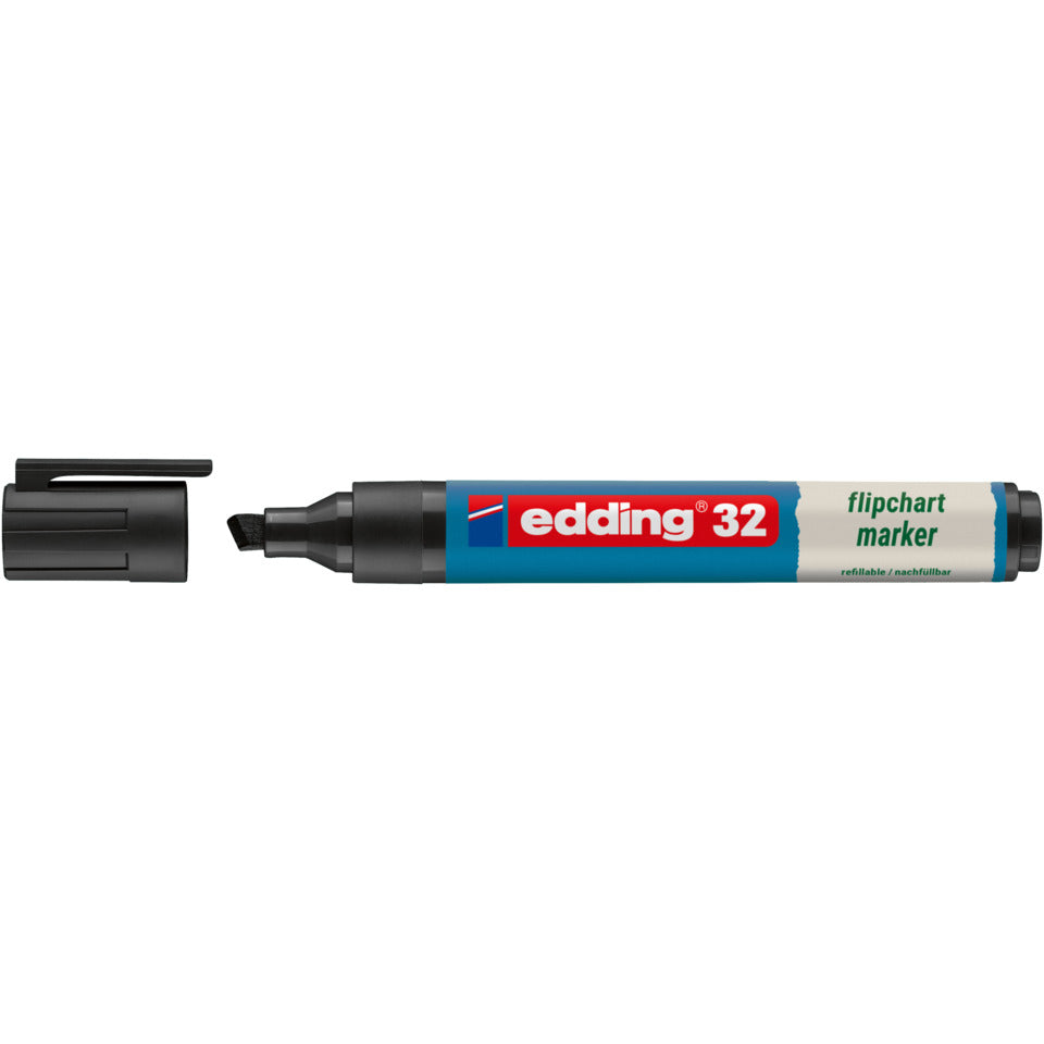 Flipchartmarker 32 EcoLine, 1,5-3mm, Keilspitze, schwarz EDDING 32-001 EDDING 32-001 nachfüllbar Keilspitze