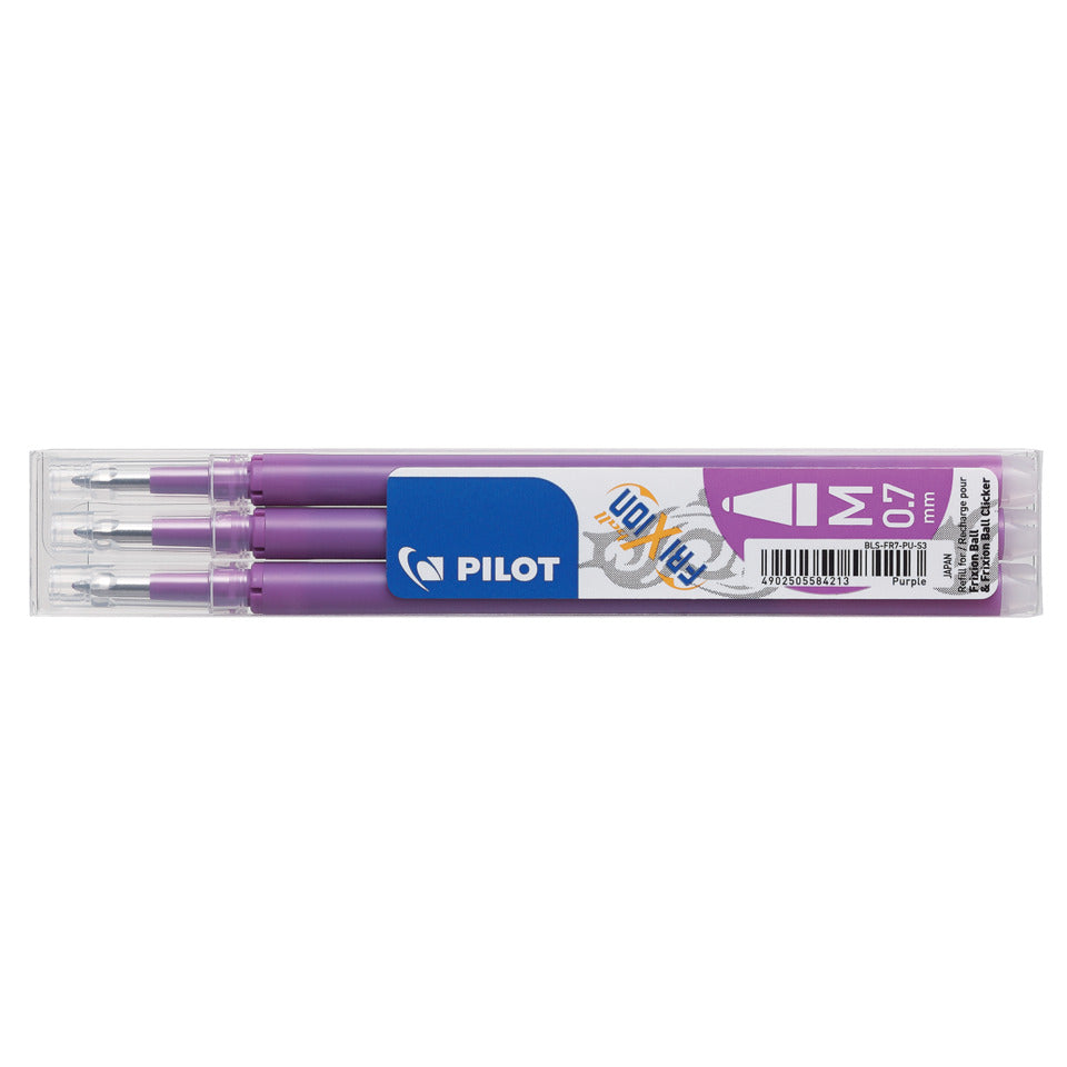 Tintenrollermine FriXion Ball/Clicker, 0,4mm, 3 Stück, purple PILOT BLS-FR7-PU-S3 PILOT BLS-FR7-PU-S3 2261028F