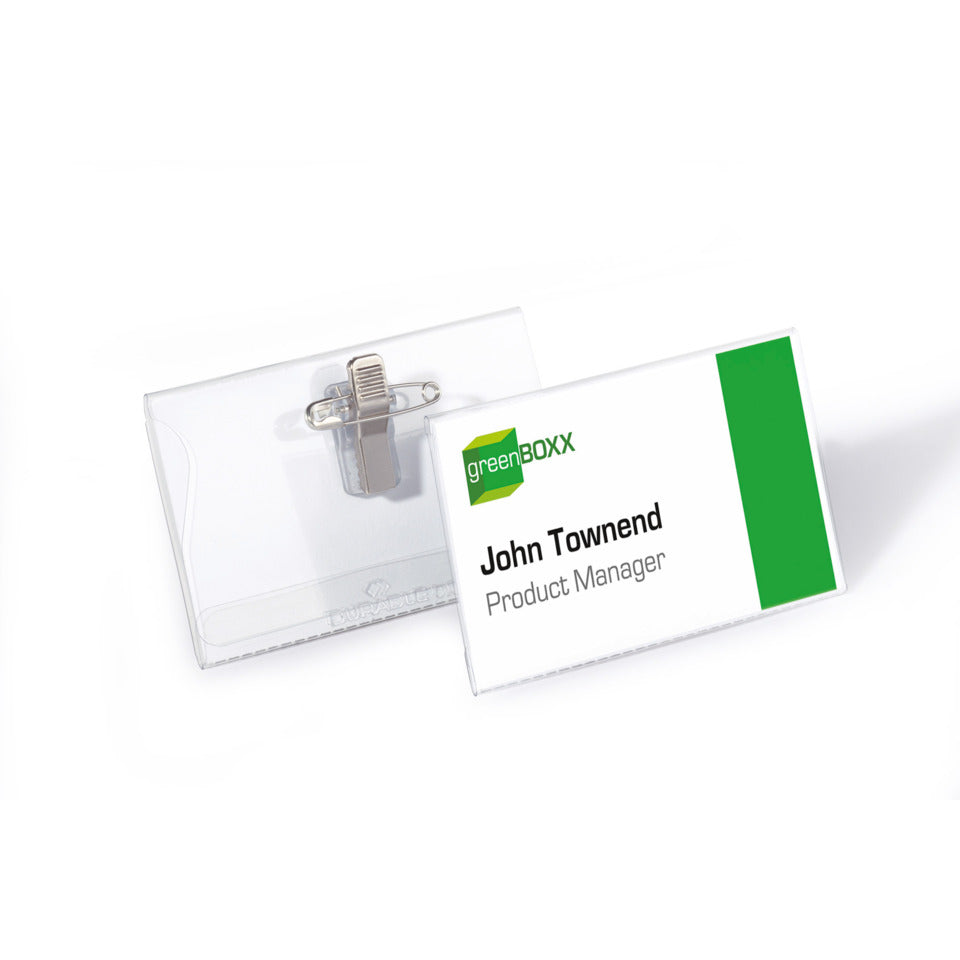 Namensschild mit Kombiklemme, 90 x 54 mm, transparent, Kunststoff, 50 Stück DURABLE 8101 19 DURABLE 8101 19 m.Kombiklemme