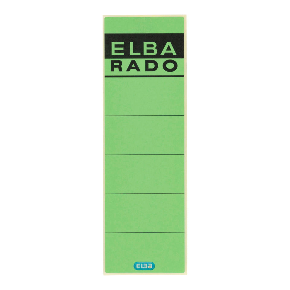 Ordnerrückenschild rado selbstklebend, 59 x 190 mm, kurz/breit, 10 Stück, grün ELBA 100420948 ELBA 100420948 004617GN SK 10ST