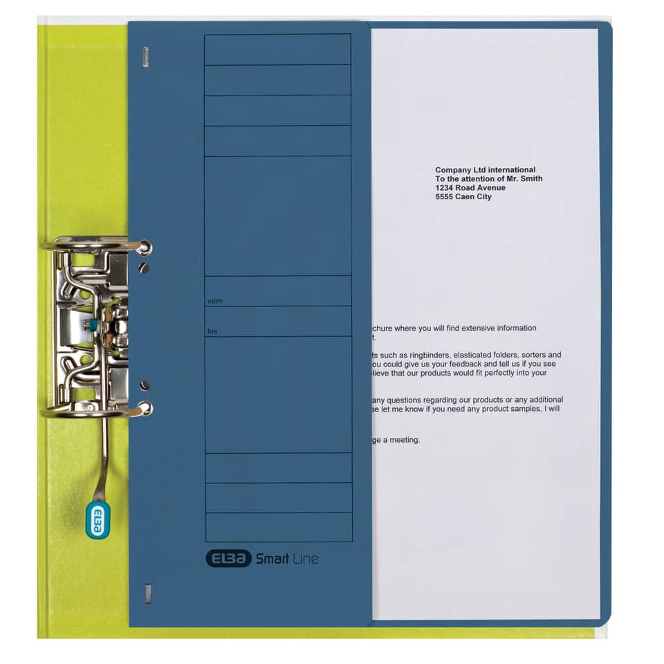 Ösenhefter, A4, 250 g/m², halber Deckel, kfm-/Amtsheftung, Manilakarton, blau ELBA 100560000
