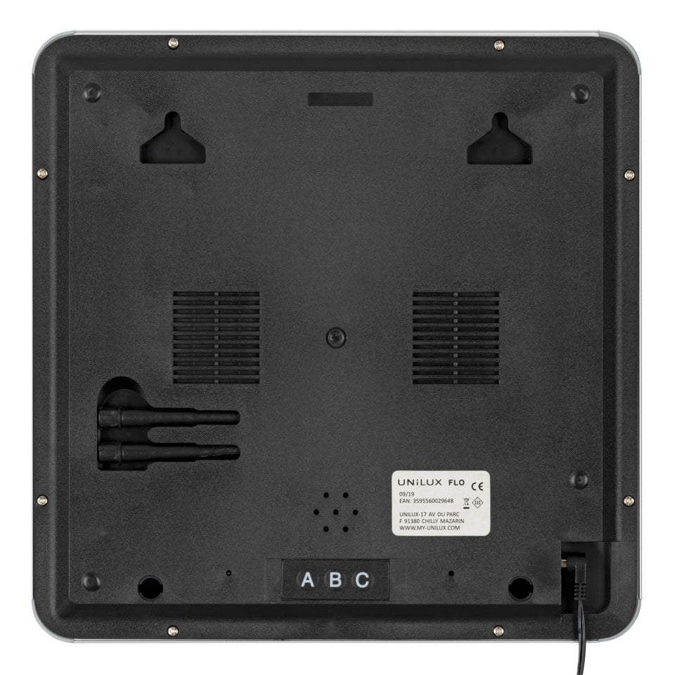 Wanduhr LED FLO schwarz mit Datums-, Wochentags- und Temperaturanzeige UNILUX 400124566 UNILUX 400124566 Flo Digital