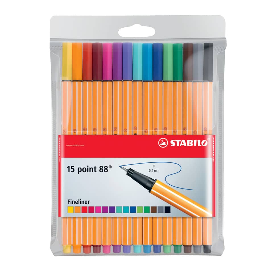 Fineliner point 88®, Etui mit 15 Stiften STABILO 8815 STABILO 8815 Standardfarben