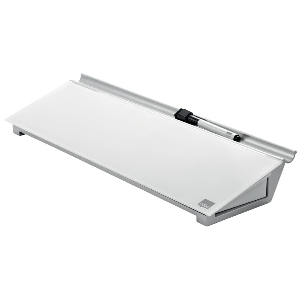 Glas Desktop-Memoboard, Glas/Aluminium, 460 x 140 x 60 mm, weiß NOBO 1905174
