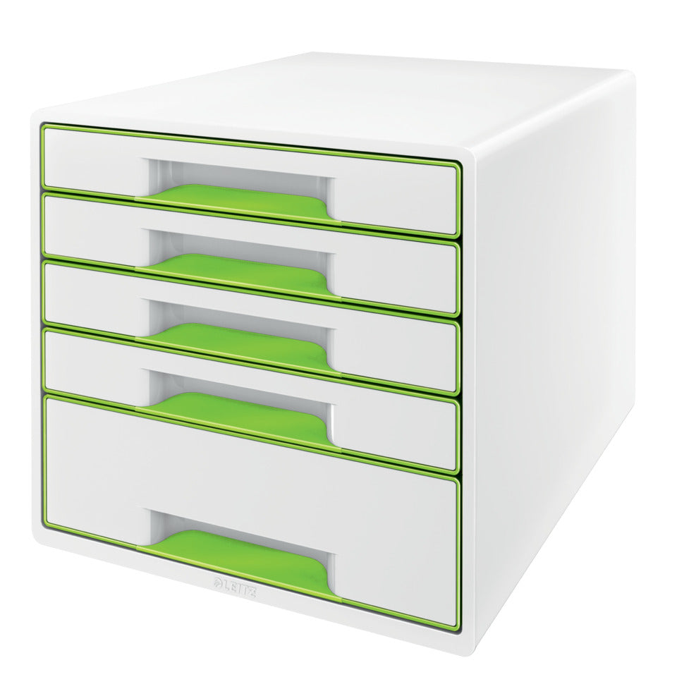 Schubladenbox WOW CUBE, 5 Schubladen, Polystyrol, weiß/grün LEITZ 5214-20-54 LEITZ 5214-20-54 5 Schubladen