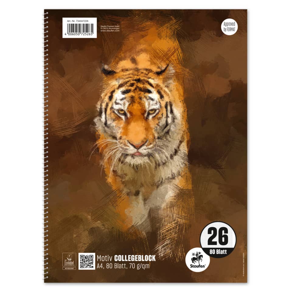 Collegeblock mit Motiv, A4, 80 Blatt, Lin.26, kariert STAUFEN STYLE 734047226 STAUFEN STYLE 734047226 70g