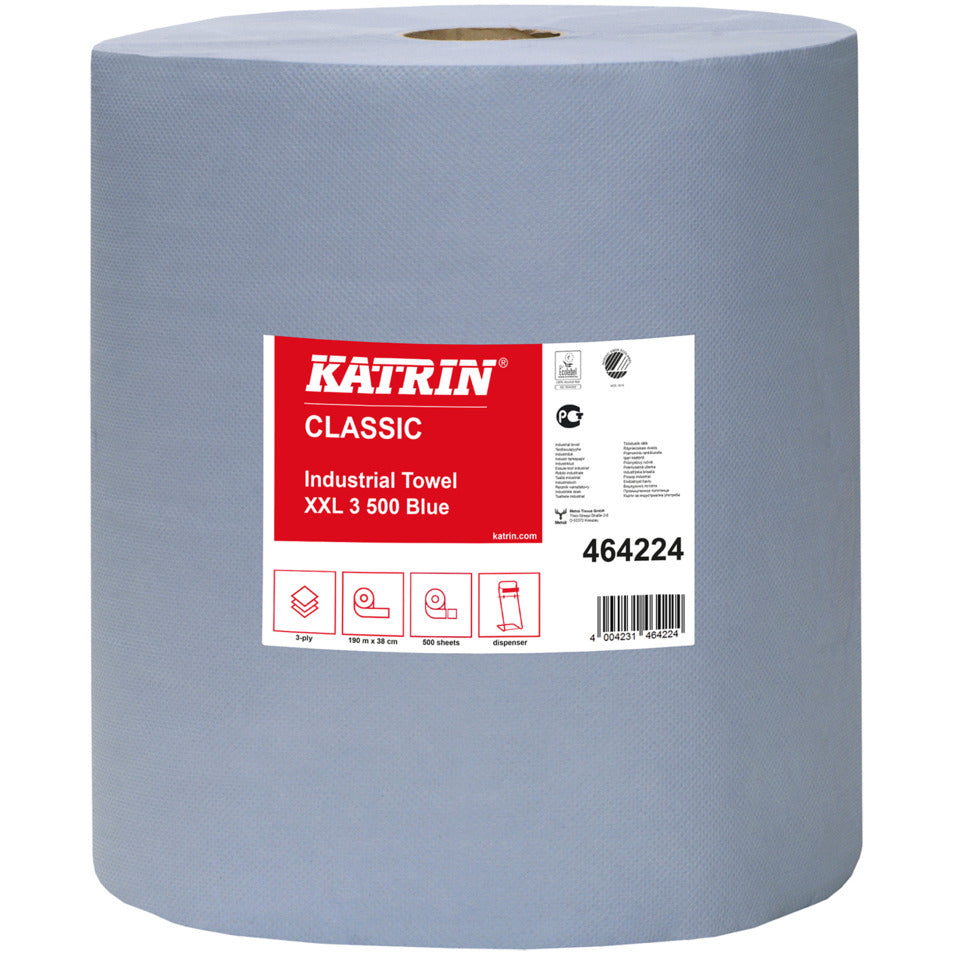 Rollenhandtuch, 3-lagig, 2x500 Blatt, blau KATRIN 464224 KATRIN 464224  2Rollen