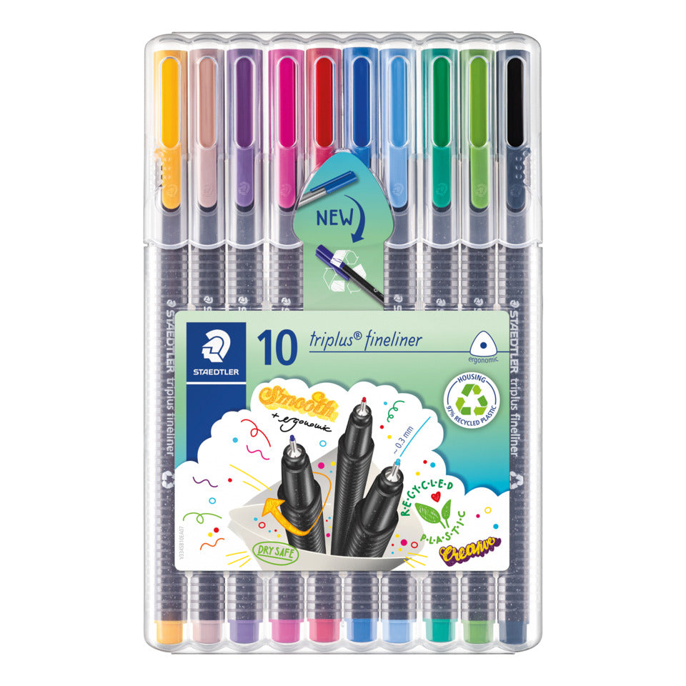 Feinschreiber triplus® fineliner, ca. 0,3 mm, STAEDTLER Box mit 10 Farben STAEDTLER 334 SB10 STAEDTLER 334 SB10    0,3mm