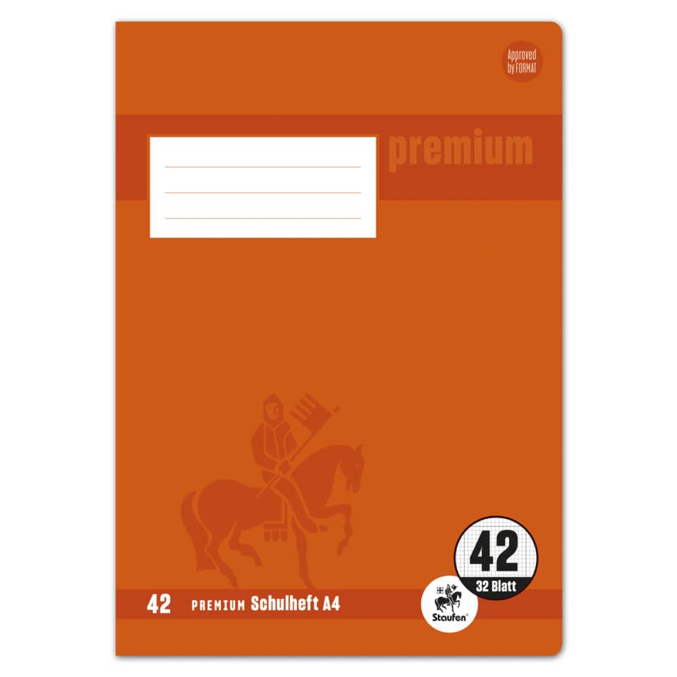 Heft, A4, 90g/m², 32 Blatt, Lin.42, kariert mit Umrandung STAUFEN PREMIUM 734010642